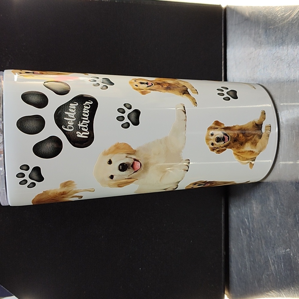 Golden Retriever, 20oz Stainless Steel Tumbler with Lid, New With Tags